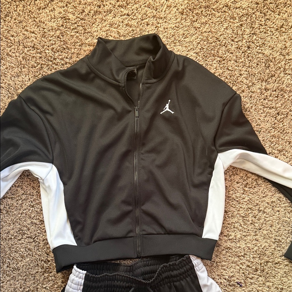 Jordan Women's Black and White Track Jacket and Pants complete set